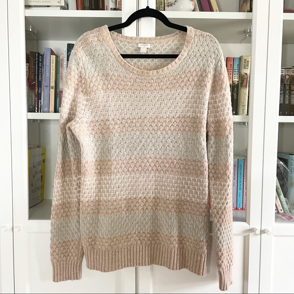 J. Crew Mint Tan Knit Lambs Wool Tunic Sweater L - Picture 3 of 14